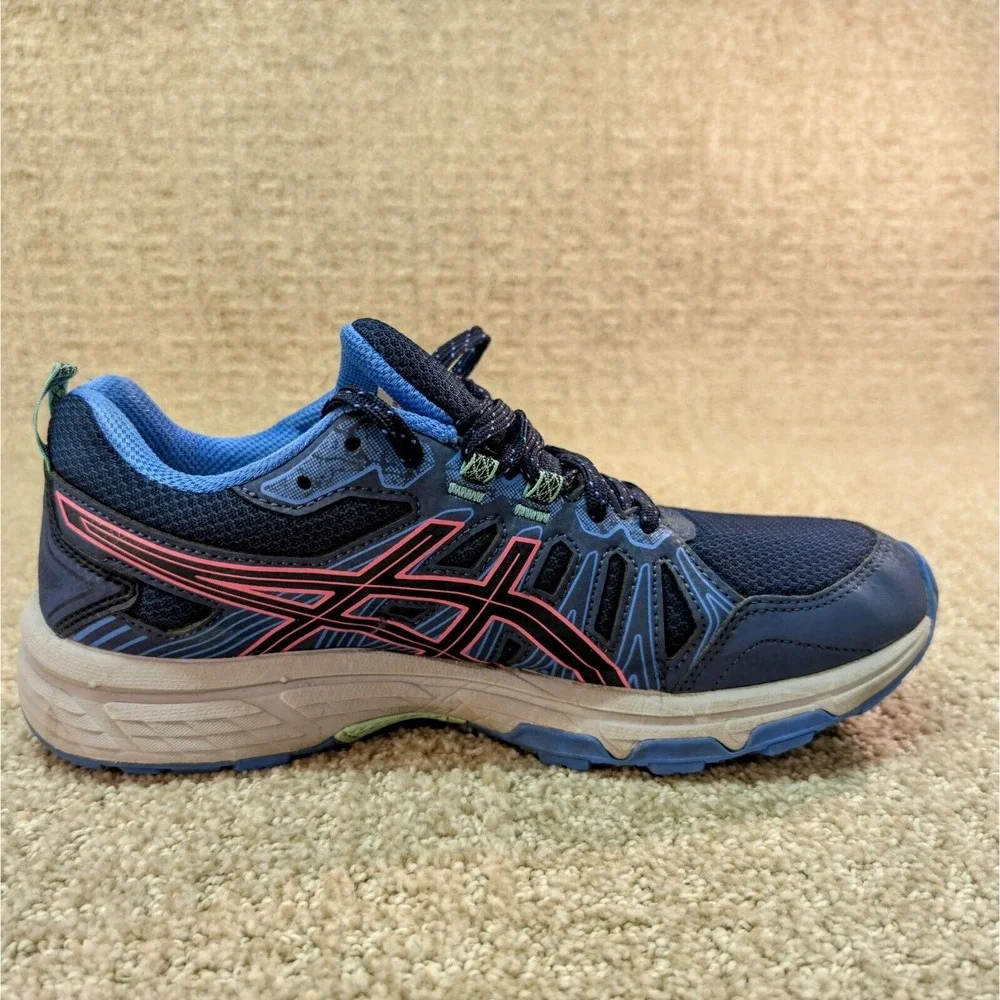 Asics Shoes Gel Venture 7 Womens Running Sneakers Blue Pink D12A476